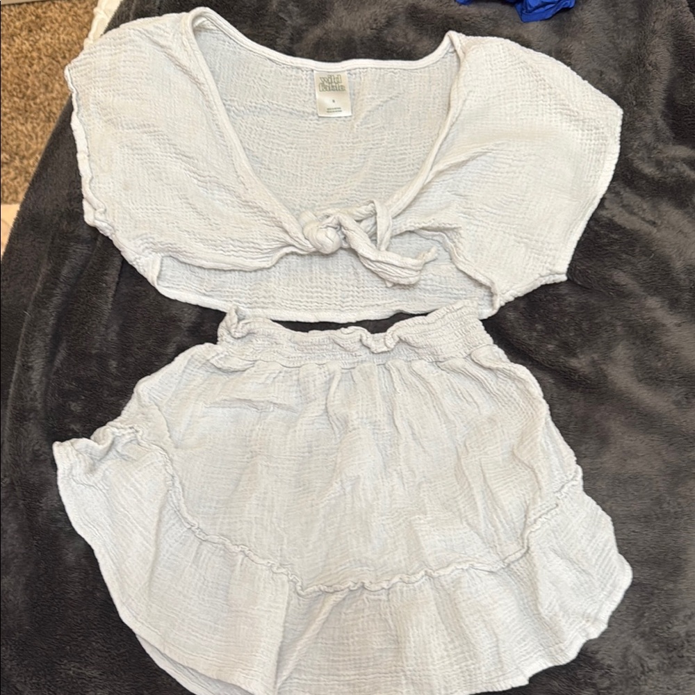 Wild Fable White Textured Two-Piece Set